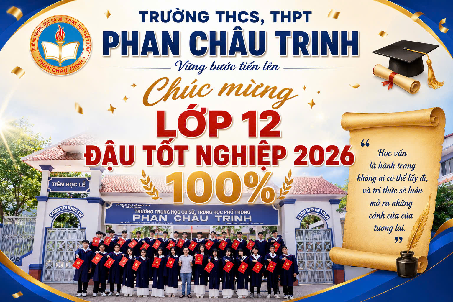 Chúc mừng học sinh Khối 12 đậu tốt nghiệp THPT 100%